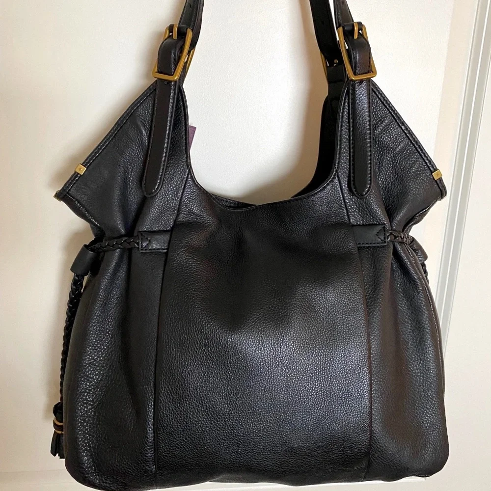NWT Elliot Lucca Black Leather Satchel - Picture 8 of 12